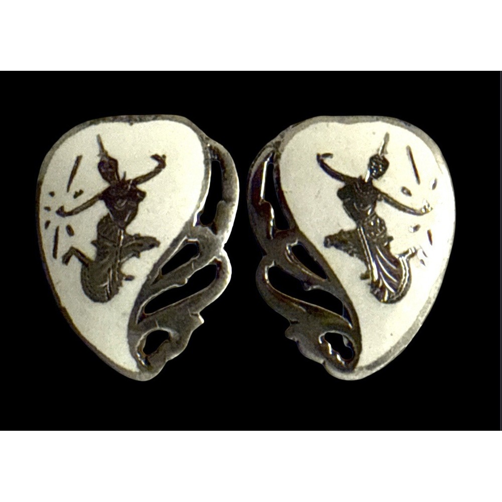 Vintage Taxco Sterling Silver Sagittarius Archer Screw Back Earrings 1950s 1960s